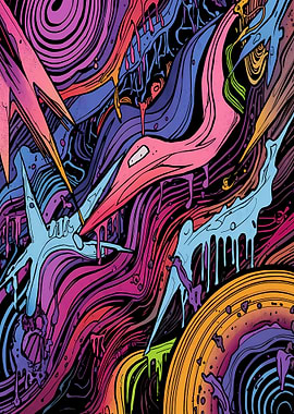 Abstract Colorful Drip Art