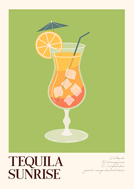 Tequila Sunrise Cocktail Illustration