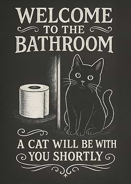 Welcome to the Bathroom Cat Art