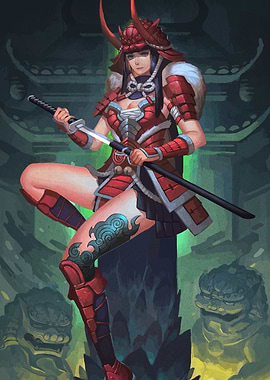 Female Samurai Warrior with Katana