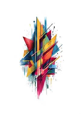 Colorful Abstract Geometric Watercolor Design