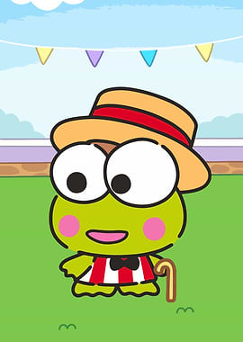 Keroppi in a hat with cane