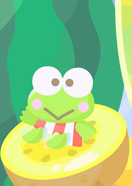 Keroppi on Kiwi Slice Illustration
