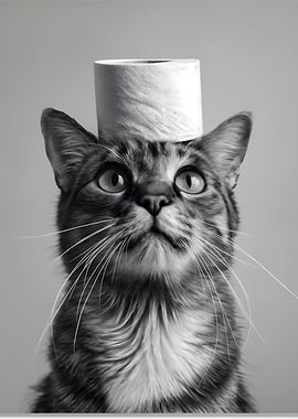 Cat with Toilet Paper