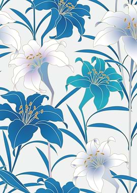 Spring Tulips Floral Lilac Blue