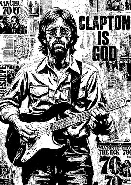 Eric Clapton Black and White Portrait