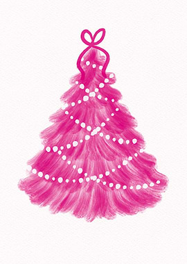 Pink Christmas Tree with Lights