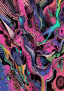 Abstract Psychedelic Drip Art