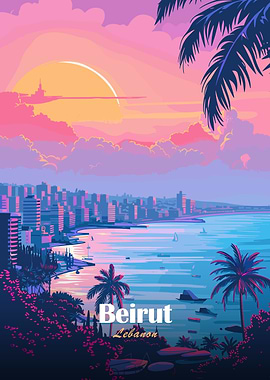 Beirut, Lebanon: Coastal Cityscape at Sunset