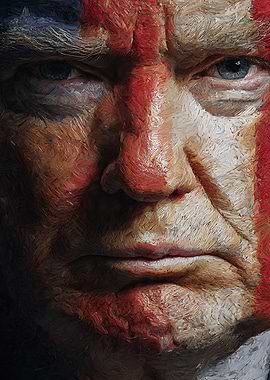 Trump Portrait with American Flag Colors