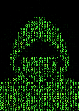 Binary Code Hacker Silhouette
