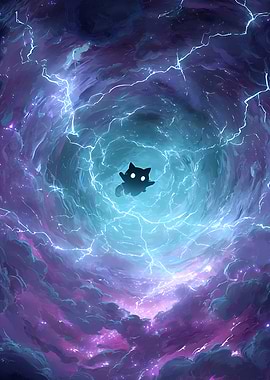 Cat in a Cosmic Vortex Storm