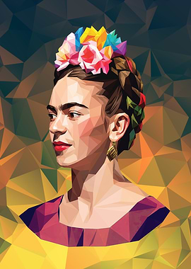 Frida Kahlo Low Poly Portrait