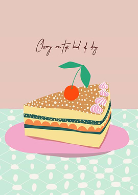 Cherry on Top Cake Slice