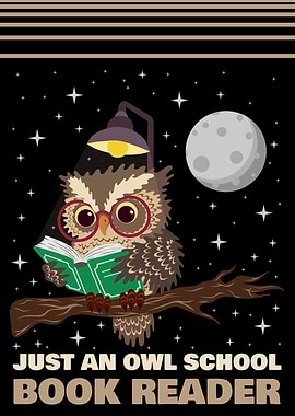 Owl School Book Reader Illustration