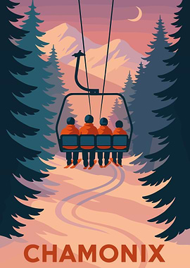 Chamonix Ski Resort Poster