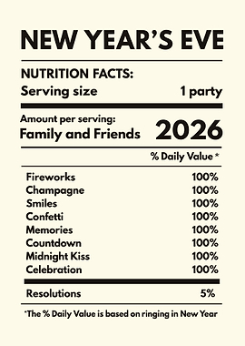 New Year's Eve Nutrition Facts