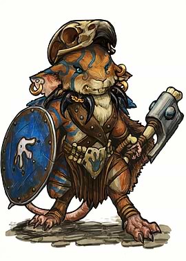 Anthropomorphic Rat Warrior Illustration