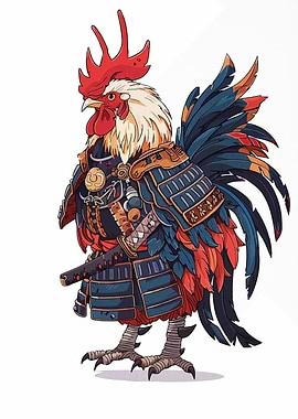 Samurai Rooster Illustration