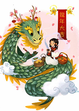 Dragon, Girl, and Chinese New Year