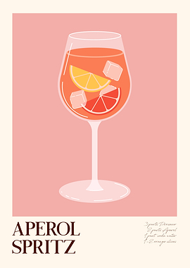 Aperol Spritz Cocktail Illustration