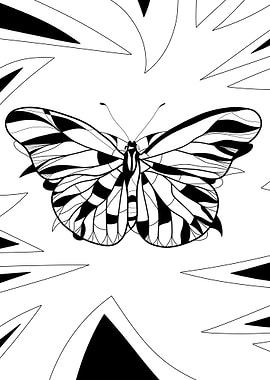 Abstract Butterfly Black and White Design