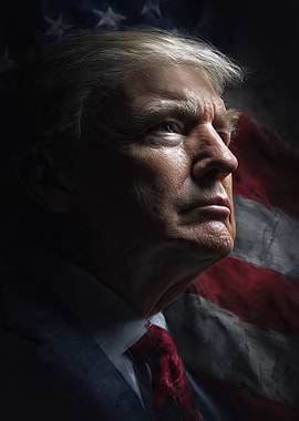 Donald Trump Portrait with American Flag