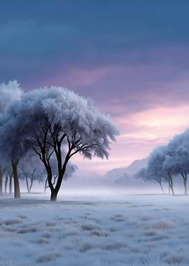 Winter Landscape with Snow-Covered Trees