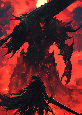 Epic Battle: Warrior vs. Giant Monster