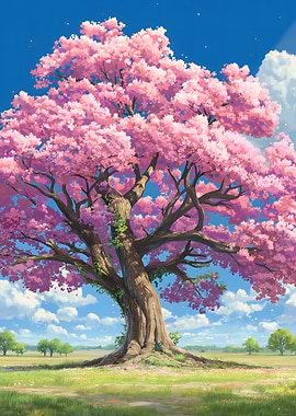 Blooming Cherry Tree Landscape