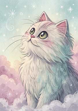 Dreamy Cat Illustration