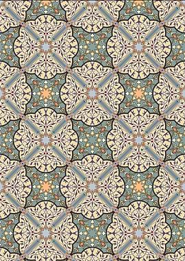 Ornamental Pattern with Stars and Floral Motifs