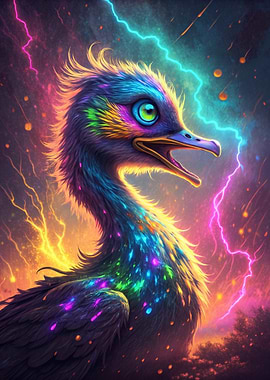 Colorful Emu with Lightning