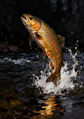 Leaping Trout Painting