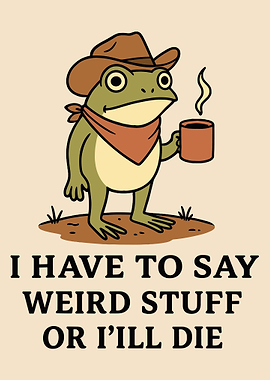 Cowboy Frog with Coffee - Weird Stuff