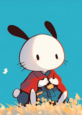 Cute Rabbit in Kimono Illustration