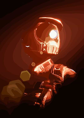 Futuristic Robot in Red Tones