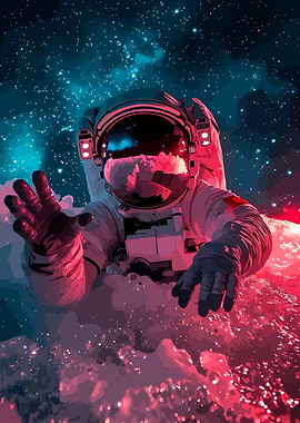 Astronaut in Space with Nebula