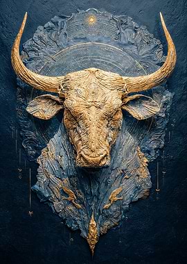 Golden Taurus Zodiac Art