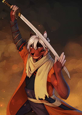 Furry Samurai Warrior with Katana