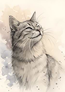 Watercolor Cat Portrait Wall Art