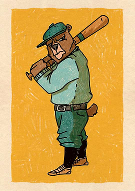 Anthropomorphic Bear Baseball Player Illustration