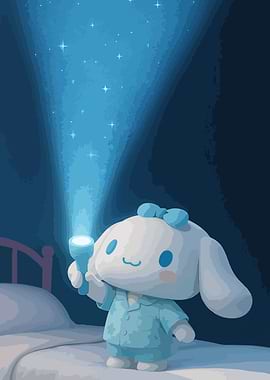 Cinnamoroll with Flashlight in Bed