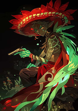 Fantasy Elf Gunslinger with Sombrero