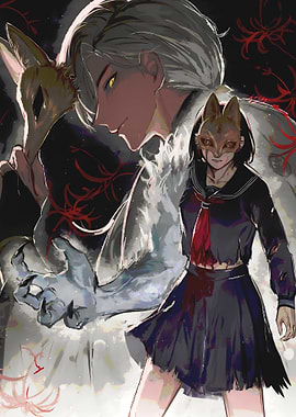 Anime characters with fox masks