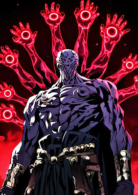 Multi-Armed Figure Glowing Hands