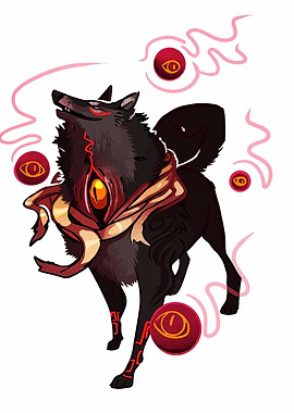 Mystical Wolf with Eye Emblems