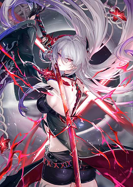 Anime Girl with Red Sword