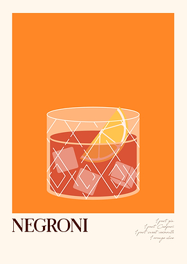 Negroni Cocktail Illustration