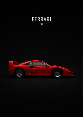 Ferrari F40 Red Car Poster